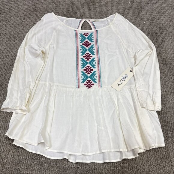 Roxy Blouse Ivory Long Sleeve Women’s Size Medium NWT - Picture 3 of 12